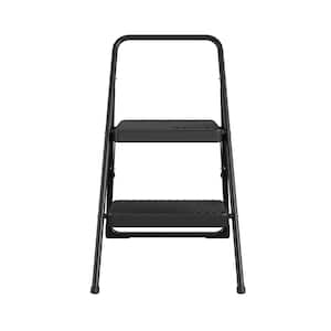 2-Step Steel Folding Step Stool Ladder with 200 lb. Load Capacity Type III Duty Rating in Black