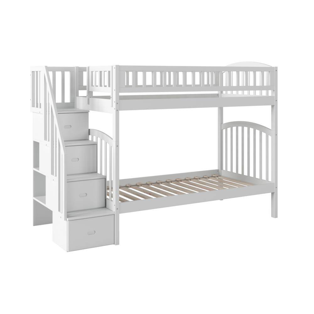 AFI Westbrook White Twin Over Twin Staircase Bunk AB65602 - The Home Depot