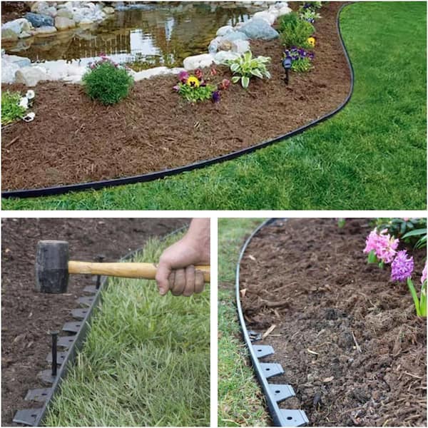 N/A 2 in. Tall No Dig Durable Garden Landscape Edging Kit Black