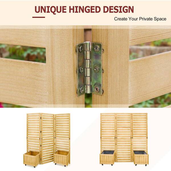 Cedar Privacy Screen With Planter Box - Freestanding Outdoor Room Divider For Patio