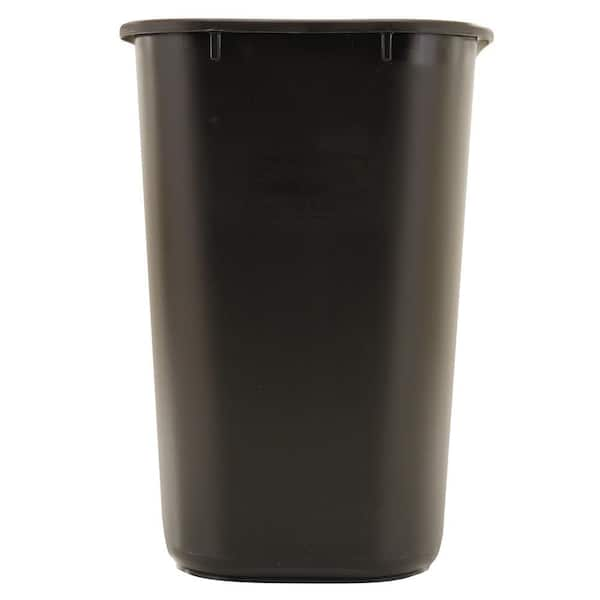 7 Gal. Black Rectangular Plastic Trash Can For Kitchen/Offices/Classrooms/Household Environments