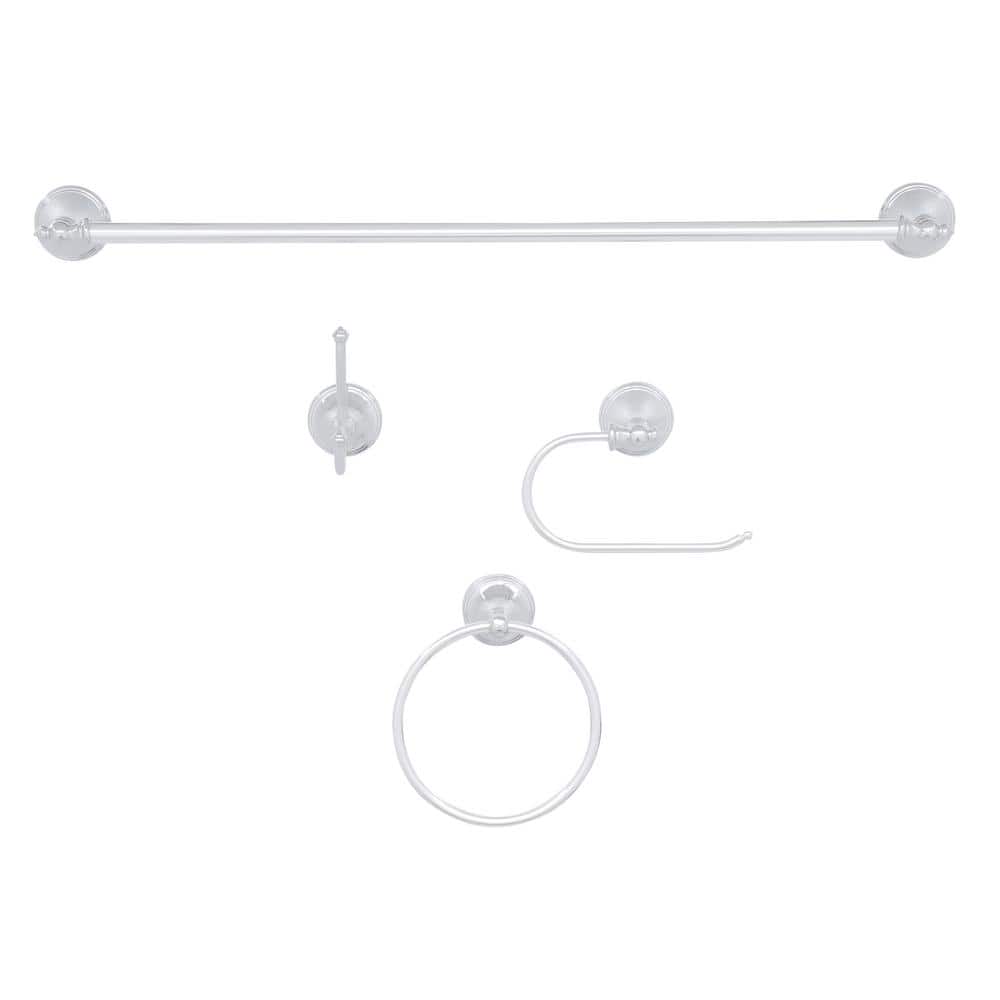 Annchester Chrome 4-Piece Polished Bathroom Hardware Set