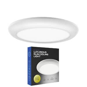 Ultra Slim Luxurious Edge-Lit 6.5 in. Round White Ceiling Light 3000K LED Easy Installation Flush Mount (4-Pack)