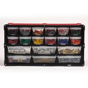 18-Compartment Small Parts Organizer, Red