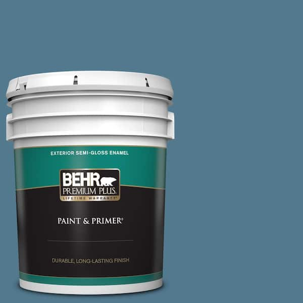 BEHR PREMIUM PLUS 5 gal. #PPU14-03 Cayman Bay Semi-Gloss Enamel Exterior Paint & Primer