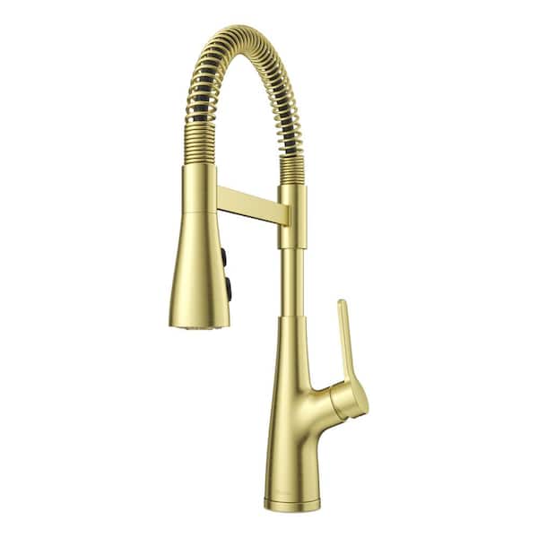 Pfister Neera Single-Handle Culinary Pull-Down Sprayer Kitchen Faucet in Brushed Gold