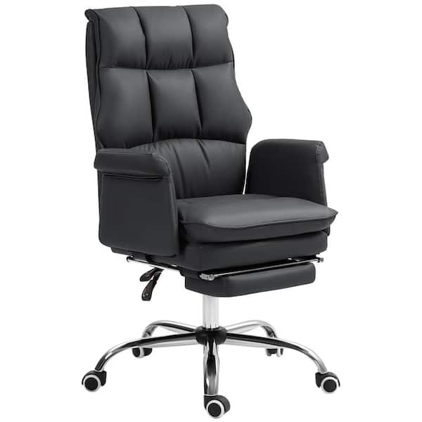 HOMCOM Executive Faux Leather Office Chair with Footrest, Ergonomic, Reclining, Black
