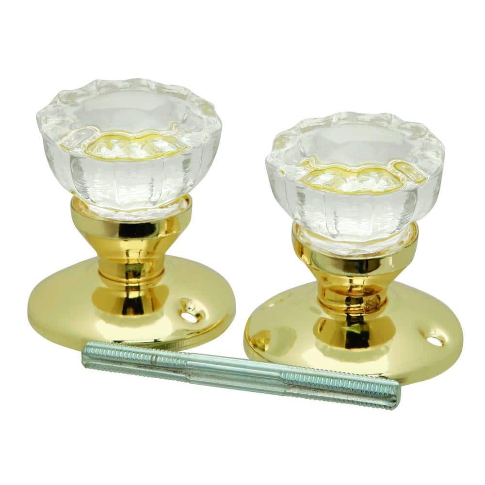 Polished Brass Glass Knob Set with Rosettes and Spindle price history on PriceWatchPro