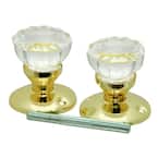 Polished Brass Glass Knob Set with Rosettes and Spindle