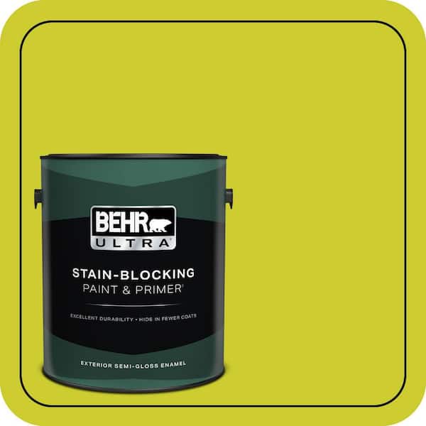 BEHR ULTRA 1 gal. #S-G-400 Lime Pop Semi-Gloss Enamel Exterior Paint & Primer