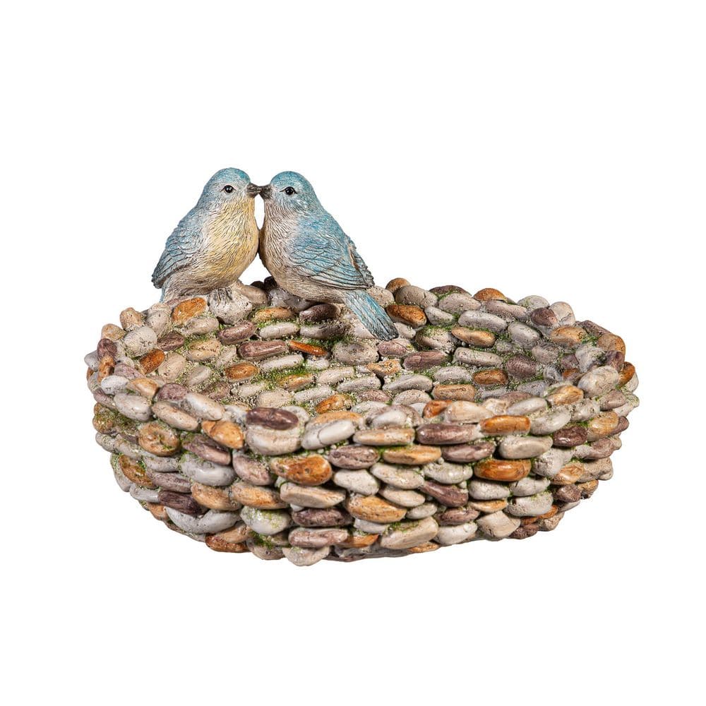 8.5 in. Dia Brown Resin Pebbles Birdbath Bowl with Birds price history on PriceWatchPro