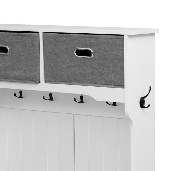 Asucoora Ingrid White 33.5 in. W x 69 in. H Hall Tree with Asucoora Ingrid White 33.5 in. W x 69 in. H Hall Tree with