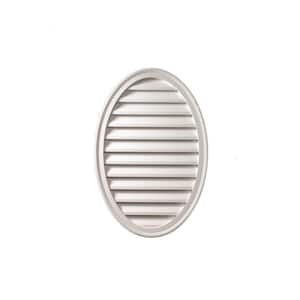 24.5 in. x 37 in. Oval White Polyurethane Weather Resistant Gable Louver Vent