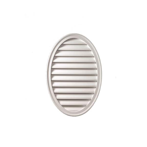 Fypon 24.5 in. x 37 in. Oval White Polyurethane Weather Resistant Gable Louver Vent
