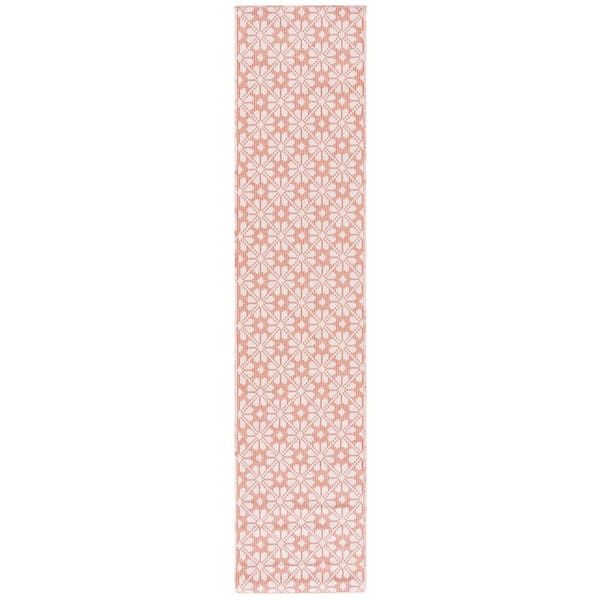 Martha Stewart 2 ft. x 9 ft. Terracotta Monochrome Floral Runner Rug