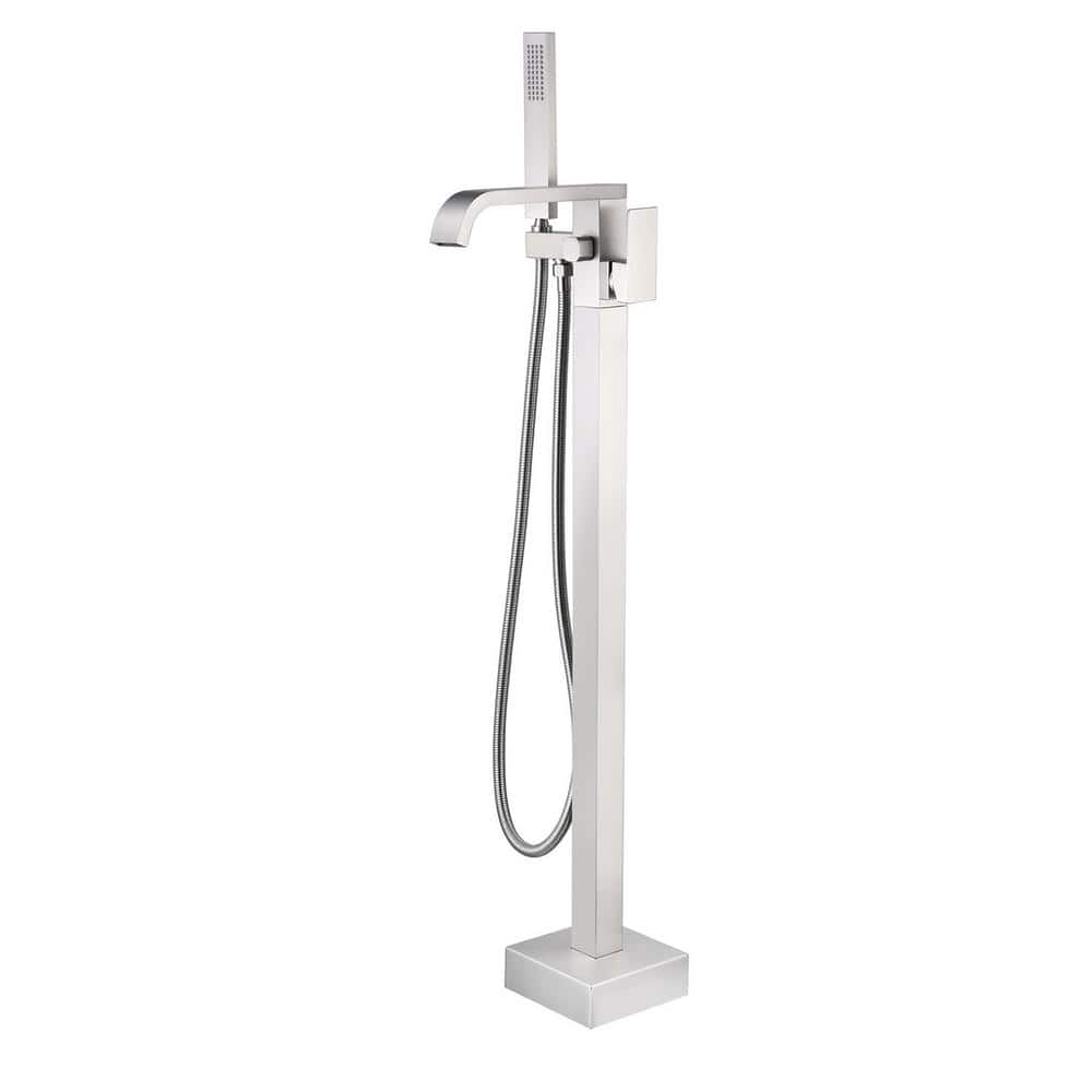 Single-Handle Claw Foot Freestanding Tub Faucet with Hand Shower in Brushed