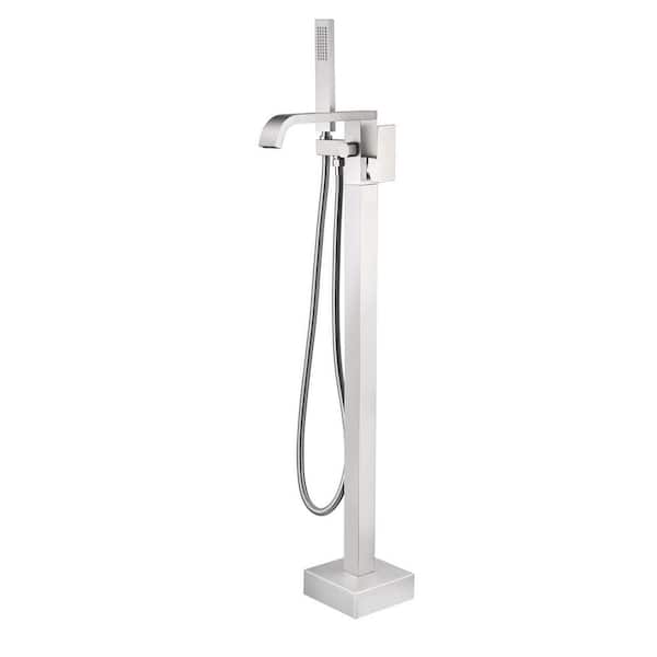 Unbranded Single-Handle Claw Foot Freestanding Tub Faucet with Hand Shower in Brushed Nickel