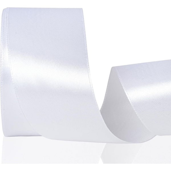 White 2 in. Satin Ribbon 25 yds. Roll for Gift Wrapping Bow Floral Bouquets Party Decoration Craft Making