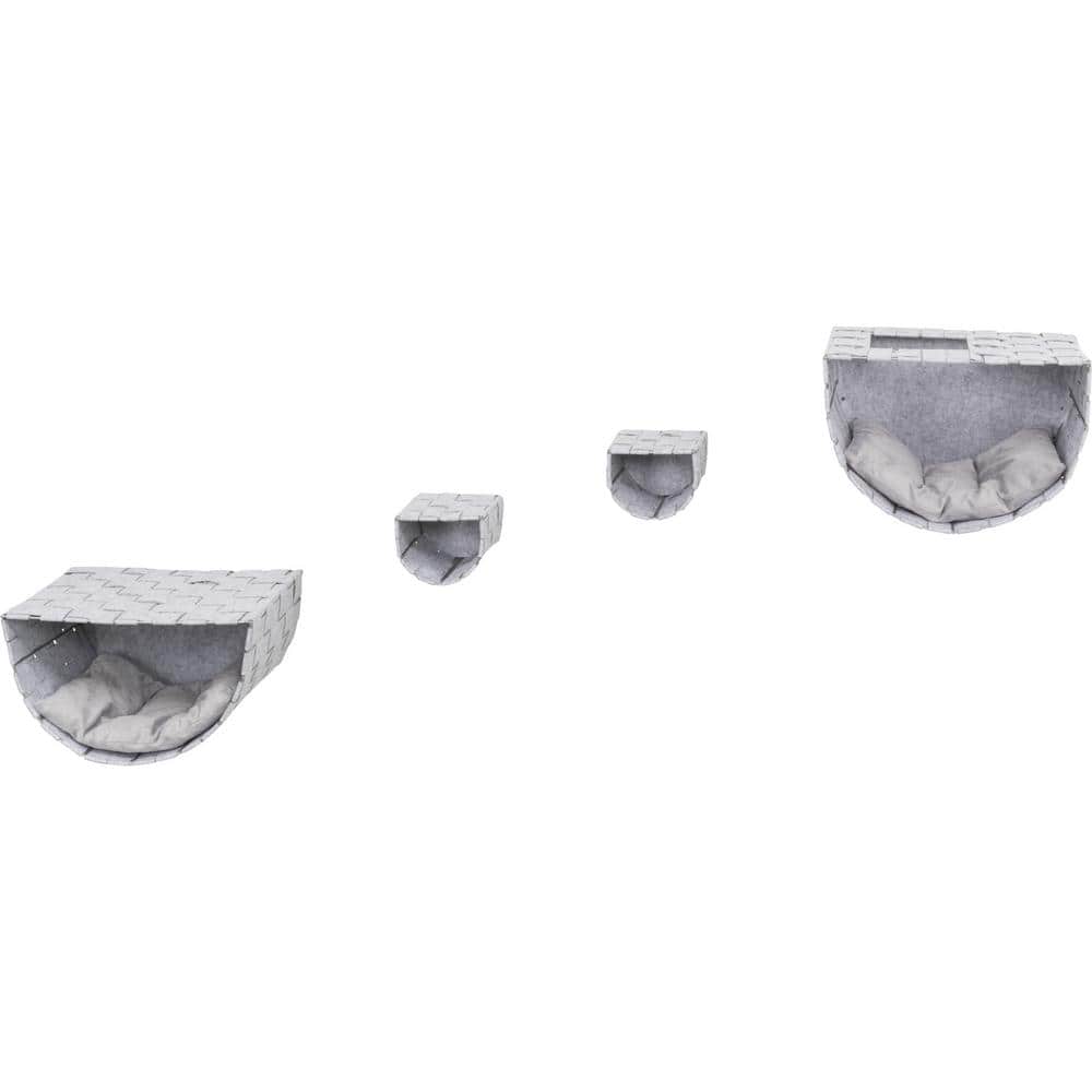 Frehi Light Gray Wall Mount Cat Tree Set with Condos and Perches