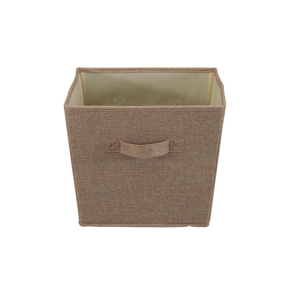 Latte Linen Tapered Medium Storage Bins with Wire Frame, 2-Pack