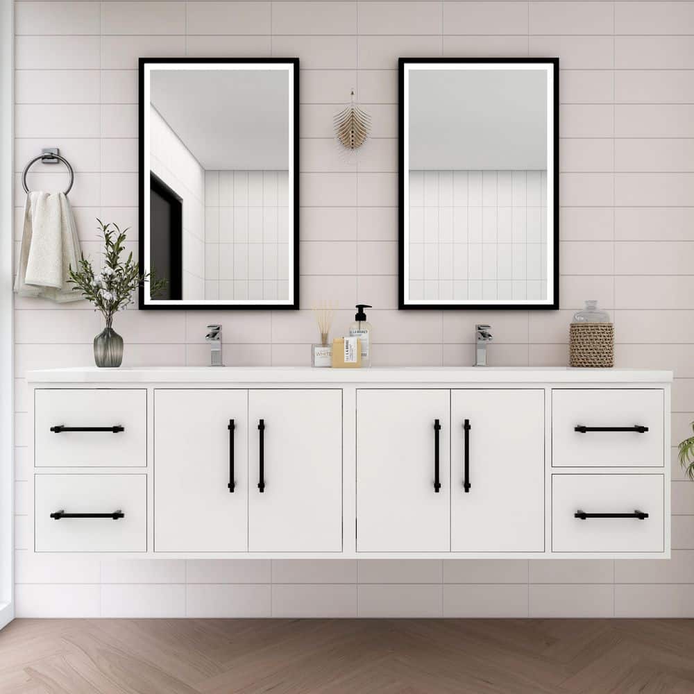 Victoria 71 in. W x 20 in. D x 22 in. H Double Sink Floating Bath Vanity in Gloss White with White Acrylic Top price history on PriceWatchPro