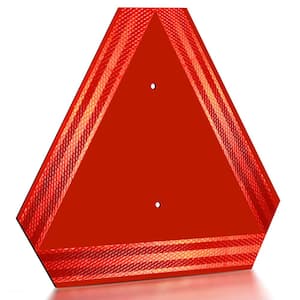 14 in. x 16 in. Aluminum Slow Moving Vehicle Sign - Highly Visible Triangle Safety Sign with Reflective Film
