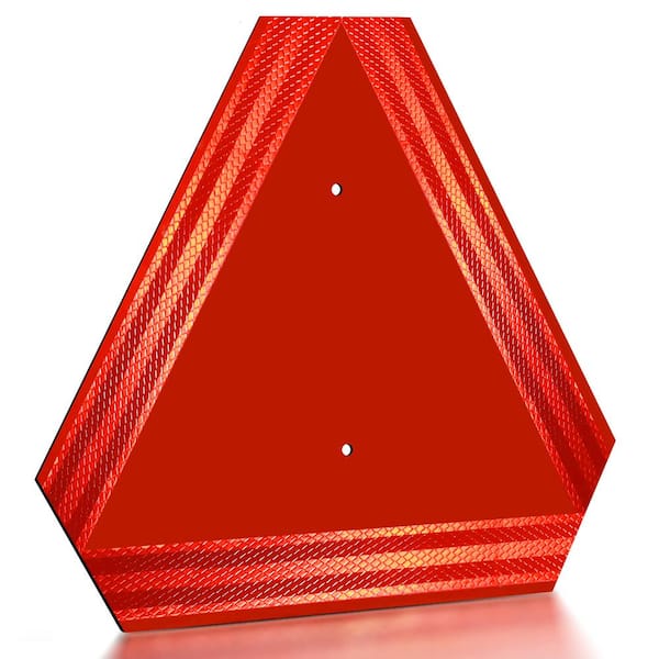 14 in. x 16 in. Aluminum Slow Moving Vehicle Sign - Highly Visible Triangle Safety Sign with Reflective Film