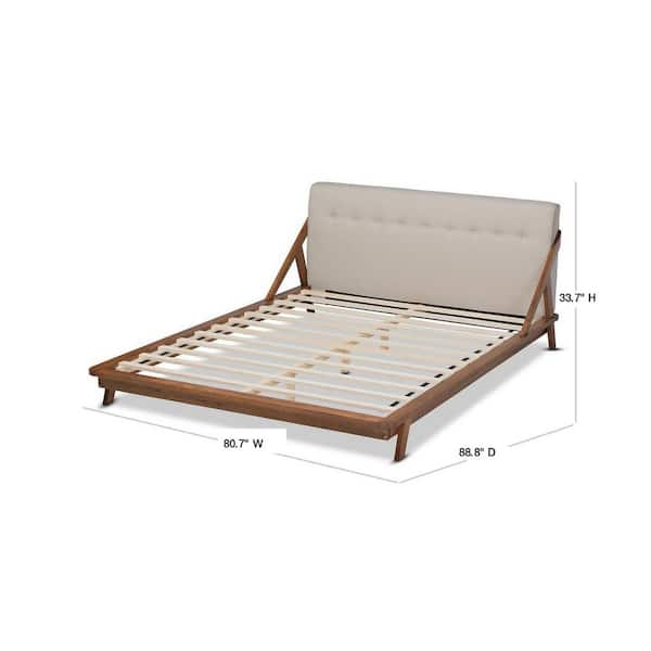 Baxton Studio Sante Beige and Walnut King Platform Bed 156 9292 HD