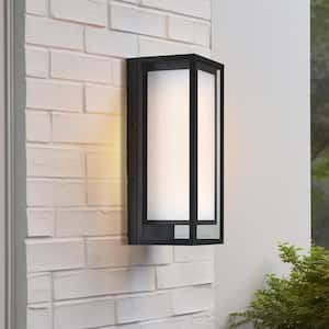Exton 1-Light 16 in. Black Outdoor Wall Sconce Light