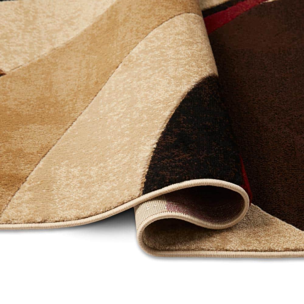 Tribeca Red and Brown Abstract Rectangular Area Rug