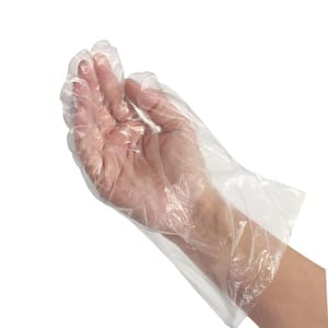 1 Size Fits Most, Plastic, Long Cuff HDPE Multi-Purpose Disposable Gloves, 11.5 in., Clear (6300-Pack)