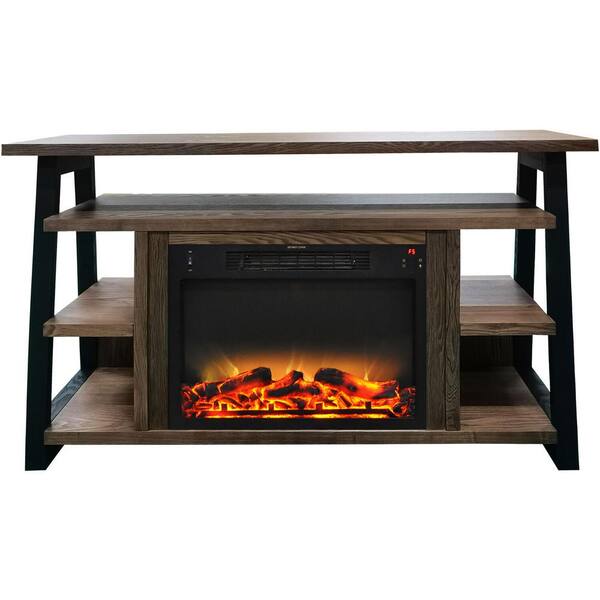 Cambridge Sawyer 53.1 in. Industrial Freestanding Electric Fireplace in Walnut