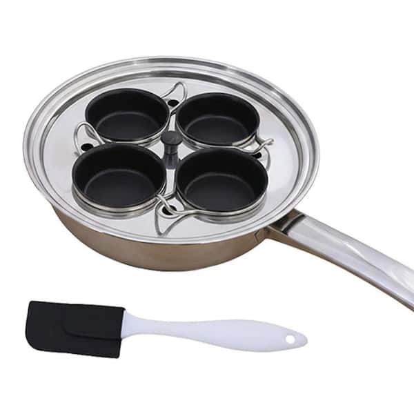 Stainless Steel 4-Egg Nonstick Egg Poacher Pan with Lid Induction Compatible Saute Pan Kitchen Cookware Set
