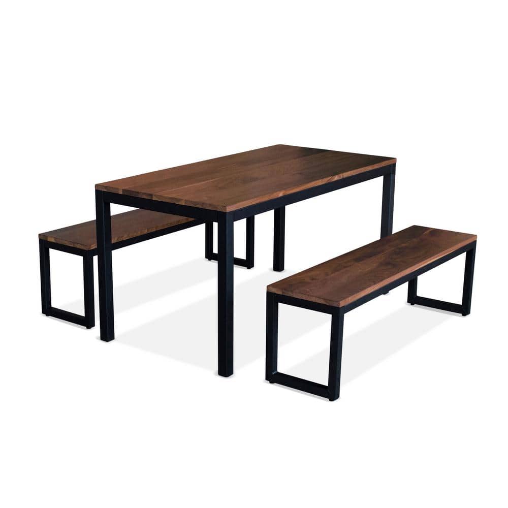 Loft Black And Walnut Bench Dining Set, 30 X 60 Dining Room Table