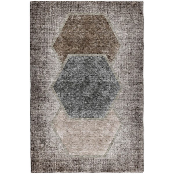 Dream Shag Premium Machine Washable Abstract ADS679 Fudge 5 ft. x 7 ft. 6 in. Area Rug