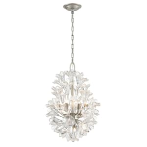 Celene 9-Light Aged Silver Chandelier with Glass Shades