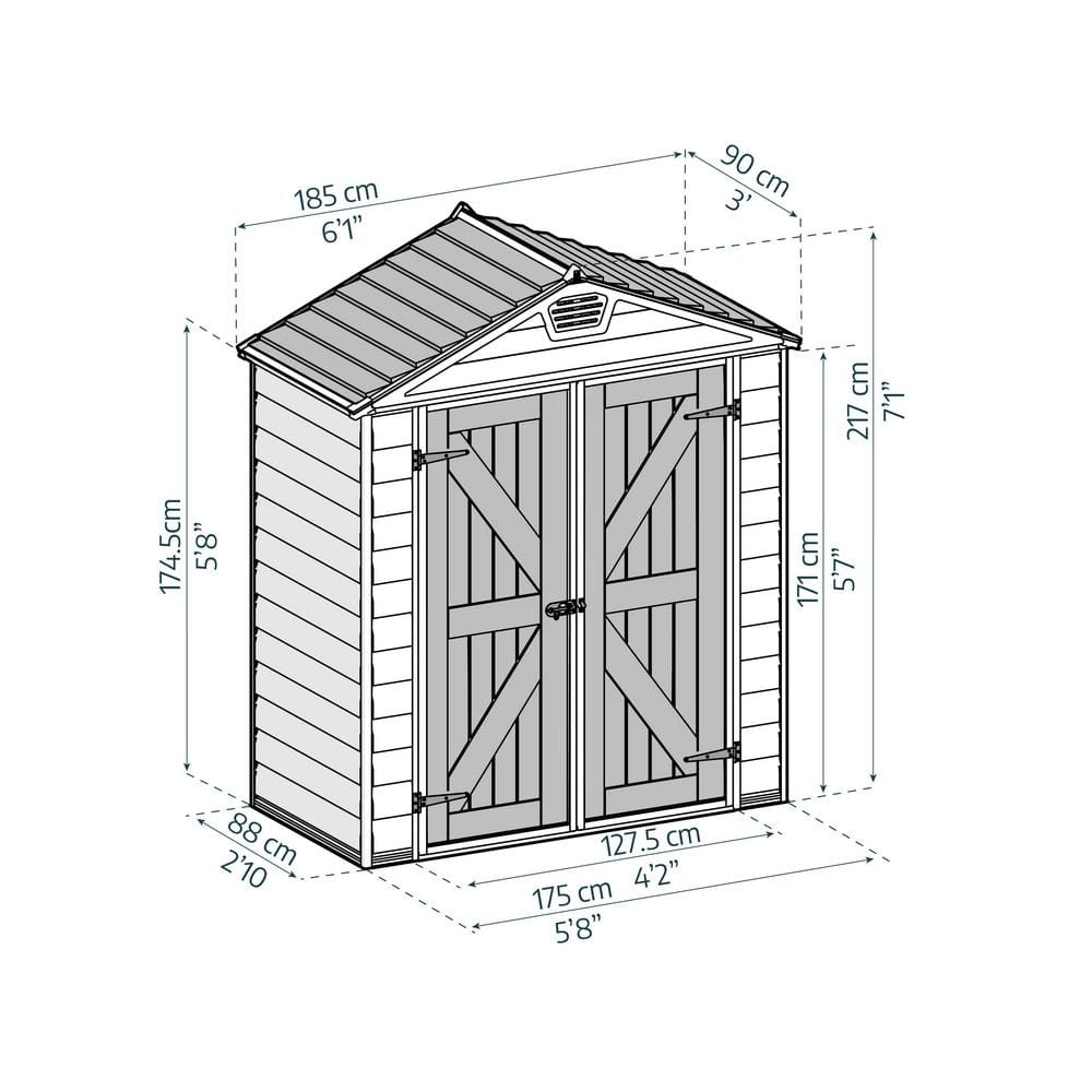Tan and Brown Polycarbonate Aluminum Storage Shed