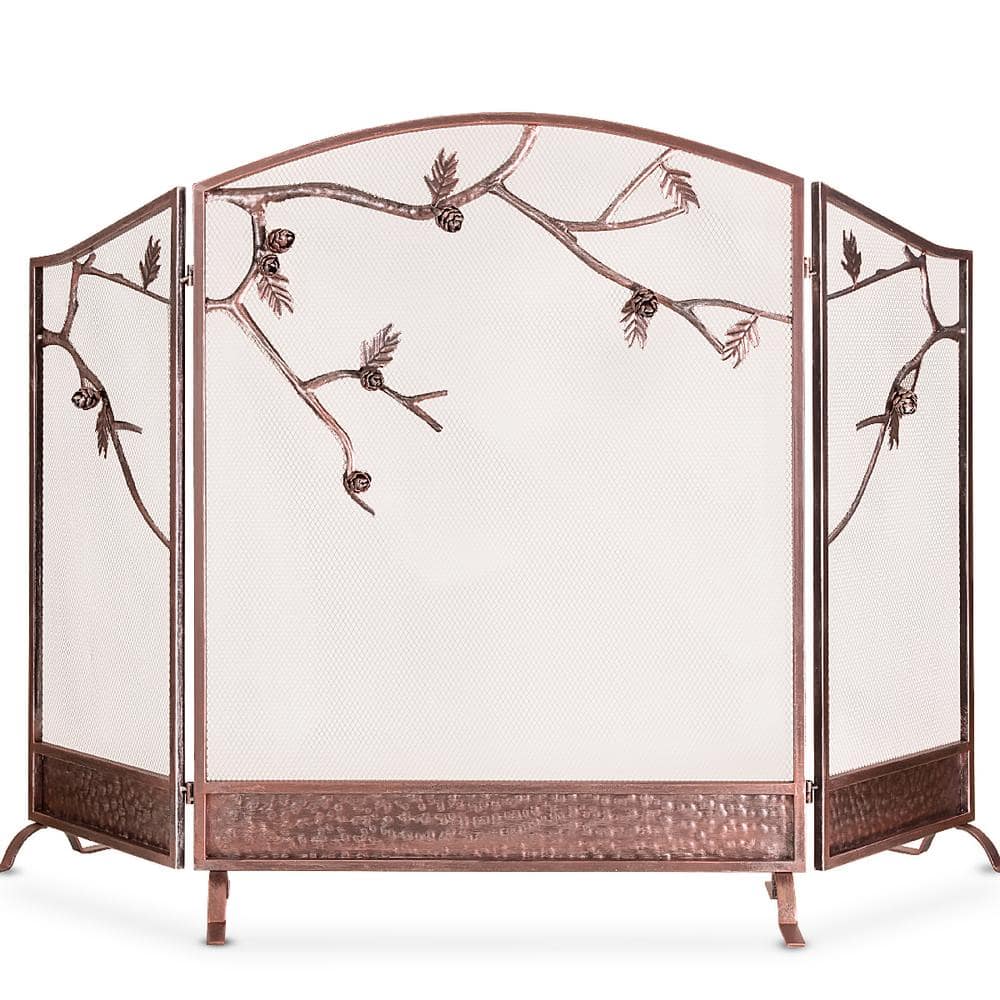Bronze 3-Panel Fireplace Screen Panel Mesh Decorative Spark Guard Protector Gate price history on PriceWatchPro