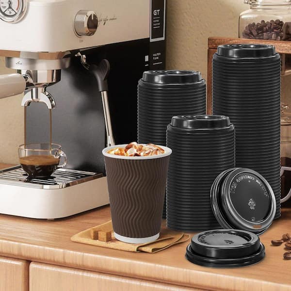 Lynzavix Black Disposable Plastic Coffee Cup Lids Black Family