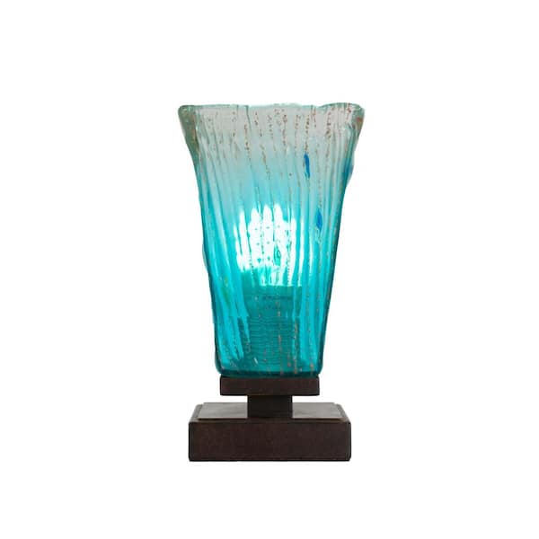 Unbranded Quincy 8.75 in. Dark Granite Accent Lamp with Glass Shade