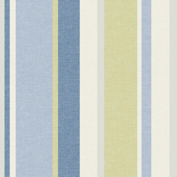 Beacon House Raya Blue Linen Stripe Wallpaper Sample
