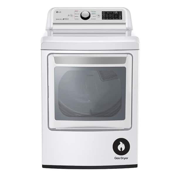 LG 7.3 Cu. Ft. SMART Vented Gas Dryer in White with EasyLoad Door and Sensor Dry Technology