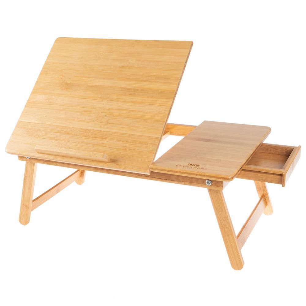 Bamboo Lap Tray With Detachable Pillow - 16.9x13 Inch Bed Tray For Eating & Working