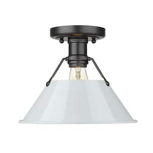 Orwell 10 in. 1-Light Matte Black and Dusky Blue Flush Mount