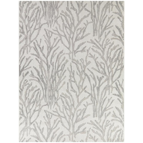BALTA Lilburn Grey 8 ft. x 10 ft. Botantical Indoor/Outdoor Area Rug