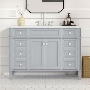 Lydia 48 in. W x 21 in. D x 35 in. H Single Sink Freestanding Bath Vanity in Empire Gray with Carrara Marble Top