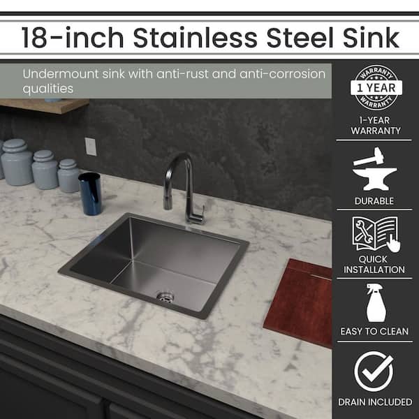 18-inch Stainless Steel Undermount Single Bowl Sink