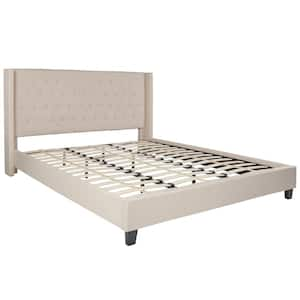 Beige King Platform Bed