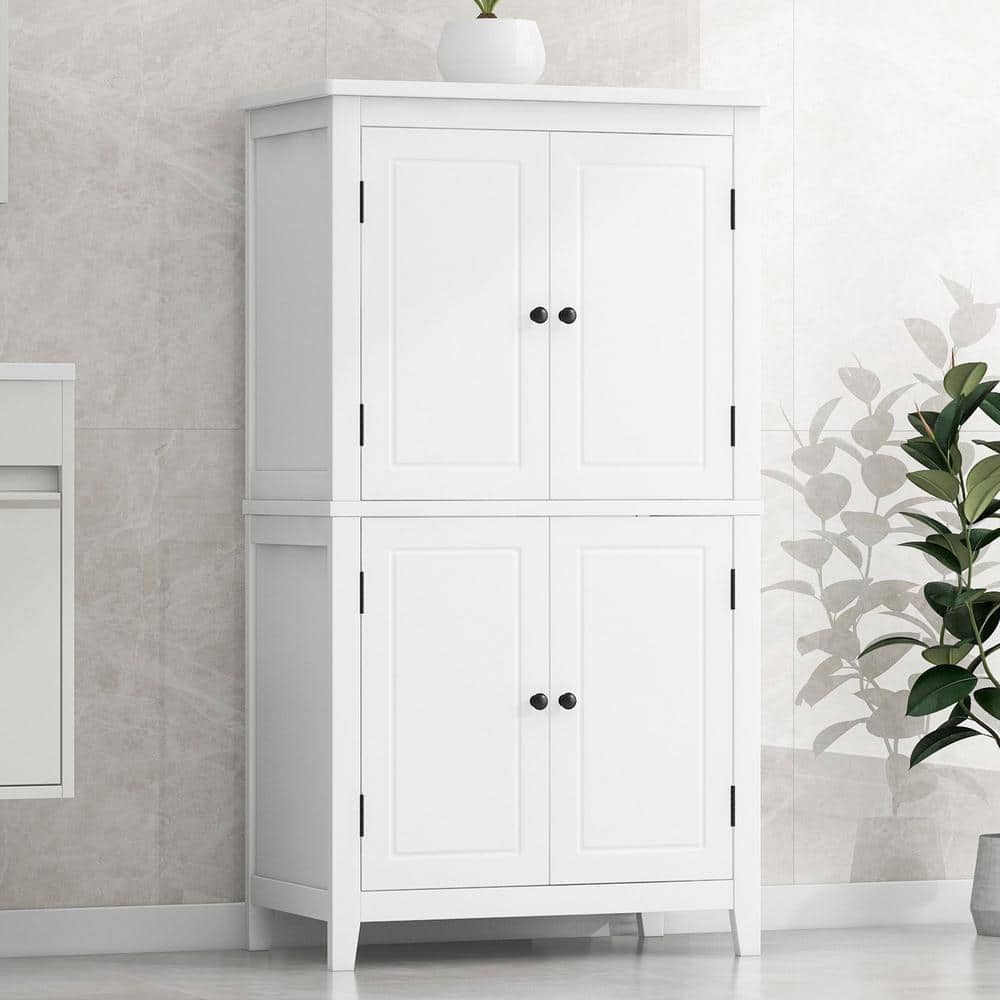 23.6 in. W x 11.8 in. D x 43.3 in. H White Wide MDF Freestanding Linen Cabi