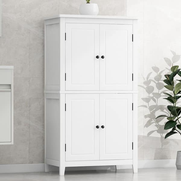 EPOWP 23.6 in. W x 11.8 in. D x 43.3 in. H White Wide MDF Freestanding Linen Cabinet with Adjustable Shelves in White